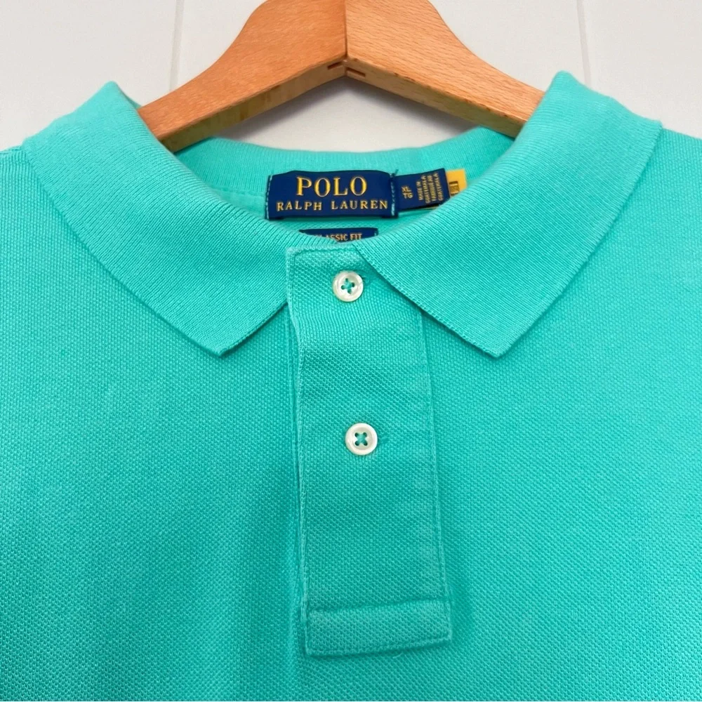 Polo Ralph Lauren Teal Green Pink Pony Preppy Classic Fit Polo Shirt Size XL